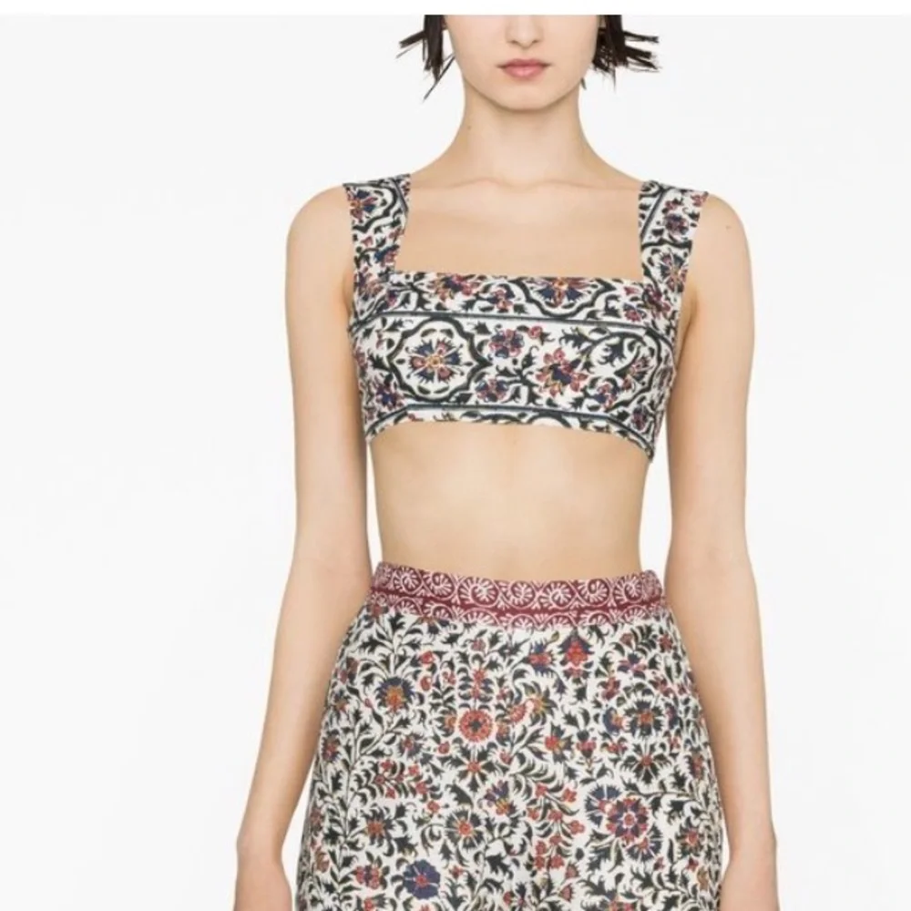 Boteh White Verbena Paisley-print Crop Top - Picture 1 of 8